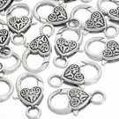 Souarts Antique Silver Color Heart Shape Claw Lobster Clasps Jewelry Finding Of