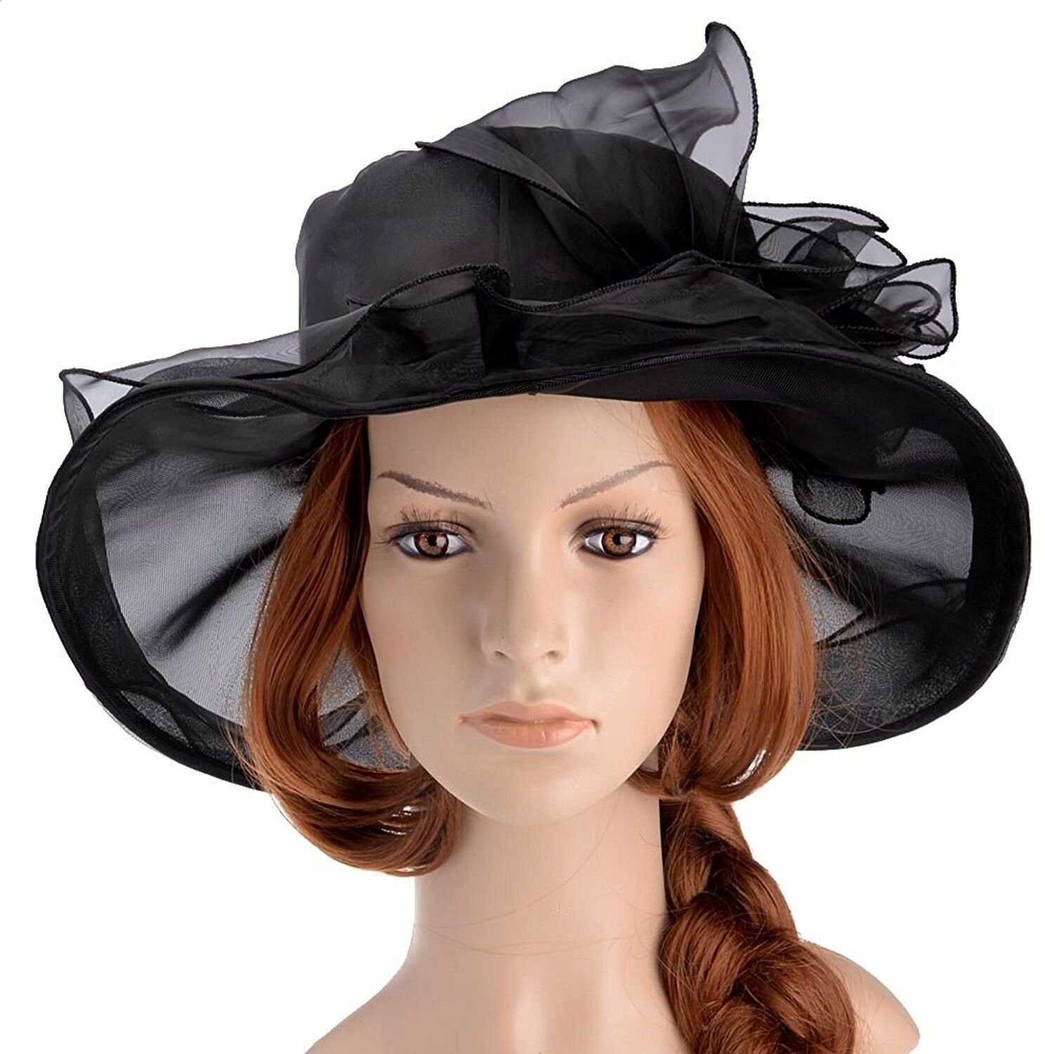 Vbiger Womens Kentucky Derby Hats Organza Church Fascinator Hat Wide ...