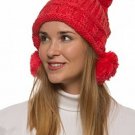 Alki'i Women's Winter Sparkly Crochet Knit Hat With Pom Pom's A171 - Pink