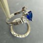 LAMOON 2ct 8mm Heart Created Sapphire 2pcs Ring Set Wedding Band Jewelry 18K