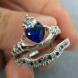 LAMOON 2ct 8mm Heart Created Sapphire 2pcs Ring Set Wedding Band Jewelry 18K