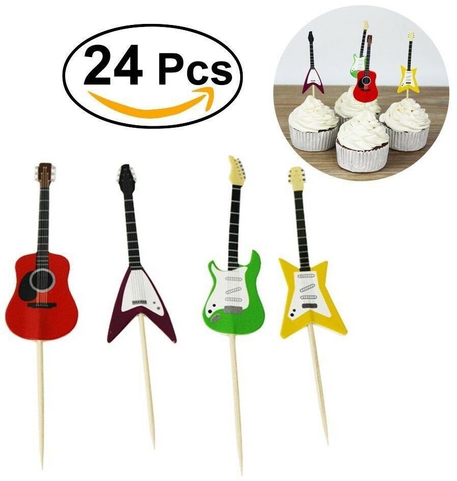 Guitar Cupcake Toppers Musical Instrument Cupcake Toppers Picks