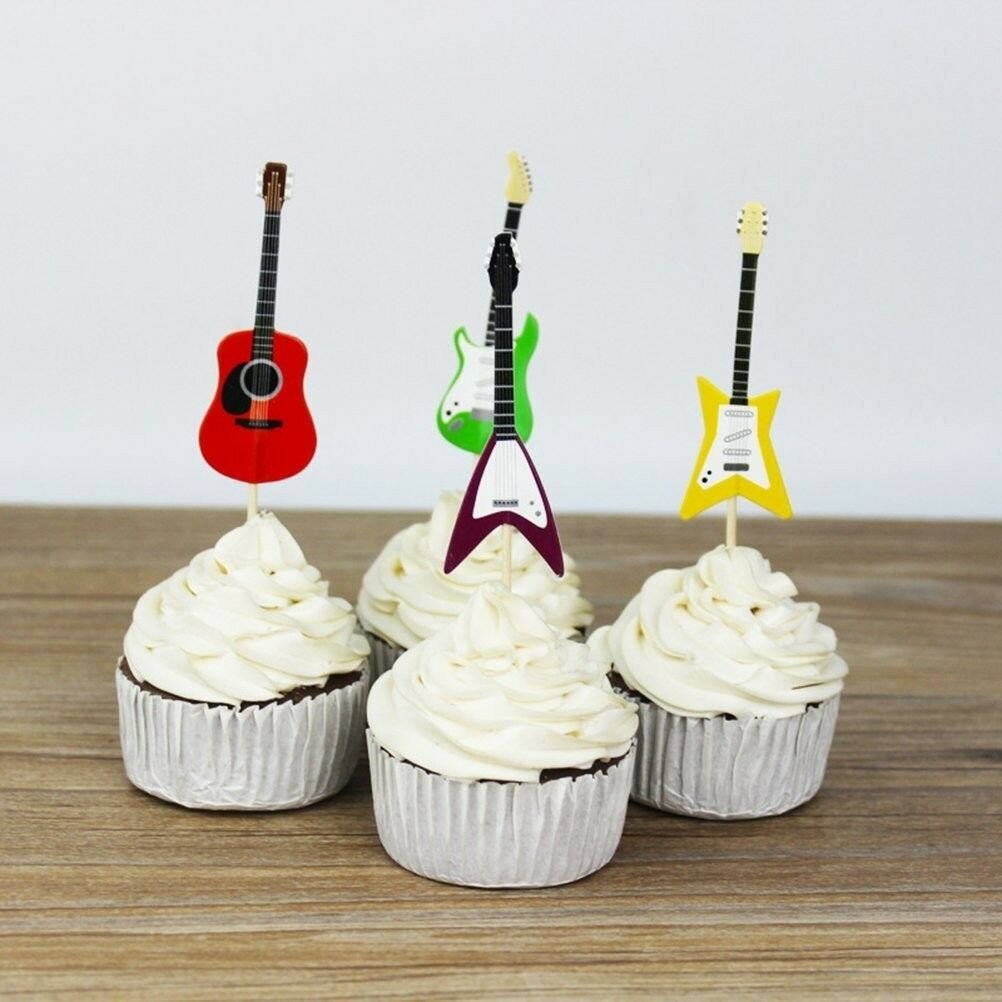 Guitar Cupcake Toppers Musical Instrument Cupcake Toppers Picks