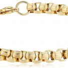 Men's Steeltime 18k Gold Plated Strip Hammered Rounded Box Chain Link Bracelet,