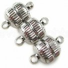 8 CleverDelights Magnetic Jewelry Clasps - Deco Drum Style - Silver Color -