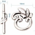 Pandahall 10sets Tibetan Style Olive Branch Flower Antique Silver Toggle Clasps