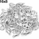 100 Lobster Clasps (16x8) Silver Plated Lobster Claw Clasps Jewelry Making Lead