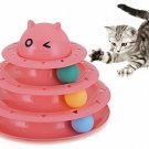Cat And Kittens Toy With Interactive Intelligence Track Ball Tower - New With -