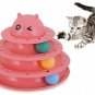 Cat And Kittens Toy With Interactive Intelligence Track Ball Tower - New With -