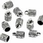 40 Silver Tone Pattern Carved Column Pendants Necklace Leather Cord End Caps