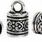 40 Silver Tone Pattern Carved Column Pendants Necklace Leather Cord End Caps