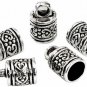 40 Silver Tone Pattern Carved Column Pendants Necklace Leather Cord End Caps