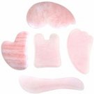 Jovivi 5pc Handmade Natural Rose Quartz Multi-shape Gua Sha GuaSha Scraping