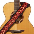 Amumu Red Flame Woven Guitar Strap With Premium Leather Ends Adjustable Length