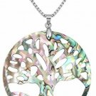 Jovivi Vintage Silver Copper Tree Of Life Abalone Shell Stud Earrings/Necklace
