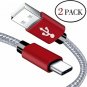 USB Type C Cable, USB C Cable 2 Pack 4Ft Nylon Braided Fast Charger Cord Red