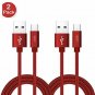 USB Type C Cable, USB C Cable 2 Pack 4Ft Nylon Braided Fast Charger Cord Red