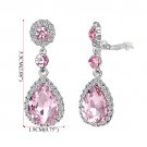 Pink Crystal Earrings Dangle Tear-Drop Large Light Pink Diamond