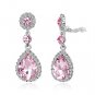 Pink Crystal Earrings Dangle Tear-Drop Large Light Pink Diamond