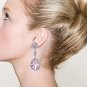 Pink Crystal Earrings Dangle Tear-Drop Large Light Pink Diamond