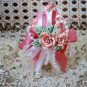PRETTY OPALESCENT GLASS BELL ORNAMENT WITH ROSES & BOW ***SO CHIC***
