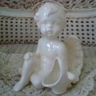 Beautiful Vintage Ceramic Angel Cherub Figurine With Basket
