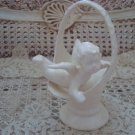 Pretty Vintage Ceramic Cherub Angel Basket