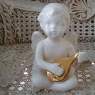 Beautiful Vintage Ceramic Angel Cherub Figurine With Musical Instrument