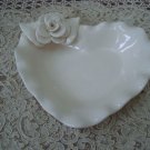 Beautiful Vintage Shabby Ceramic ROSES HEART Candy Dish ***SO PRETTY***