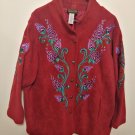 Vintage BOB MACKIE 2X Wearable Art Floral Red Fleece Jacket Coat /Ugly Christmas Sweater Alternative Vintage BOB MACKIE 2X Wearable Art Floral Red Fleece Jacket Coat /Ugly Christmas Sweater Alternative