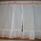 White Cafe Curtains with Peach Trim