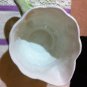 Charming White Creamer with Pink Flowers and A Green Handle