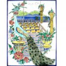 DECORATIVE PEACOCK MOSAIC 12 CERAMIC TILES PANEL