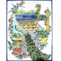 DECORATIVE PEACOCK MOSAIC 12 CERAMIC TILES PANEL