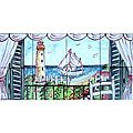 DECORATIVE LIGHT HOUSE VIEW MOSAIC 8 CERAMIC TILES