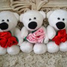GANZ SET OF 3 VALENTINE'S DAY TEDDY BEARS WITH ROSES **SO CUTE** NEW
