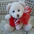 VALENTINE'S DAY TEDDY BEAR WITH HEART AND PRETTY HEART RIBBON BOW ***NEW**