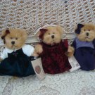 RUSS BERRIE SET OF THREE 6" PRETTY VINTAGE EDITION BEARS: MEGAN, HALLEY, & PAIGE