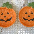 MIDWEST IMPORTERS HALOWEEN TWO CERAMIC PUMPKIN TREAT  PLATES**RETIRED**