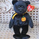 TWO ADORABLE TY BEANIE BABIES HALLOWEEN GLITTER BEARS WITH PUMPKINS **CUTE**