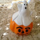 ADORABLE MINI HALLOWeeN CERAMIC GHOST WITH  PUMPKIN FIGURINE **SO CUTE**