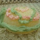 FAUX EASTER SMALL PINK & GREEN PANORAMA SUGAR EGG DECORATION WITH BUNNY INSIDE *NEW*
