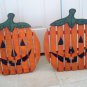 2 LARGE RUSTIC WOODEN PUMPKINS HALLOWEEN DECORATIONS *COUNTRY CHARM*