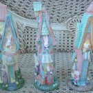 SET OF 3 TALL EASTER VILLAGE HOUSES WITH EASTER BUNNIES  ***ADORABLE***