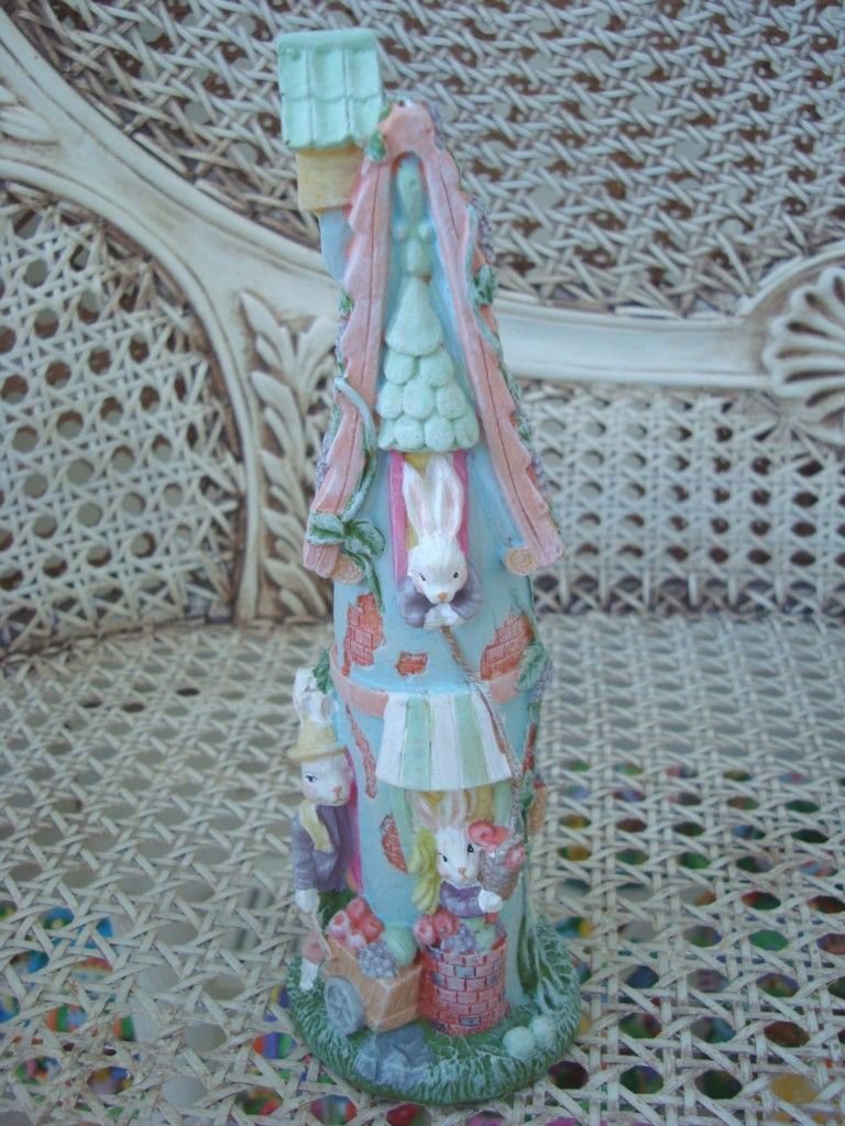 SET OF 3 TALL EASTER VILLAGE HOUSES WITH EASTER BUNNIES ***ADORABLE***