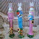 SET OF 3 TALL WHIMSICAL EASTER BUNNY FIGURINES ****SO CUTE*****
