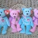 SET OF 4 ADORABLE TY EASTER BEARS WITH EASTER EGGS BEANIE BABIES ***RETIRED***