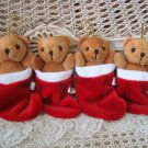 4 PLUSH BEARS IN RED CHRISTMAS STOCKINGS CHRISTMAS ORNAMENTS **NEW** SO CUTE