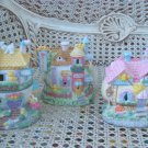 SET OF 3 WHIMSICAL EASTER EGG VILLAGE HOUSES ***ADORABLE***