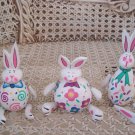 SET OF 3 DEPT 56 EASTER BUNNY FIGURINES WITH JIGGLY ARMS & LEGS